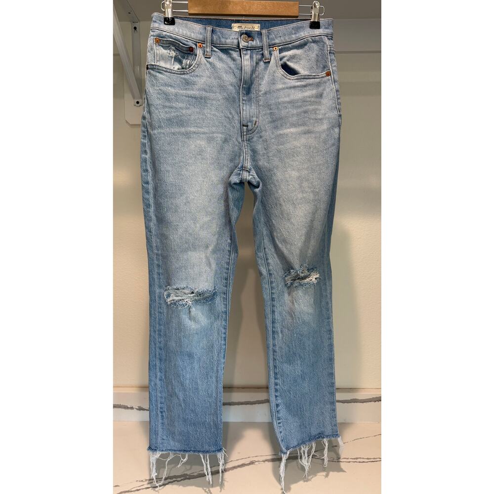Madewell The High Rise Slim Boy‎ Jean Size 27 Light Wash Jeans Fray Hem